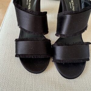Marion Parke Black Fringed Women's Sandals made in Italy 8 1/2